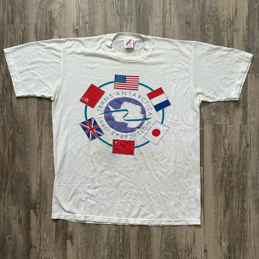 Vintage 1990 Trans-Antarctica Expedition T Shirt Size XL The North Face RARE